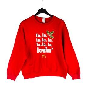 McDonald’s Unisex XL Sweatshirt Holiday Christmas Fa La La Lovin Red Mickey D’s